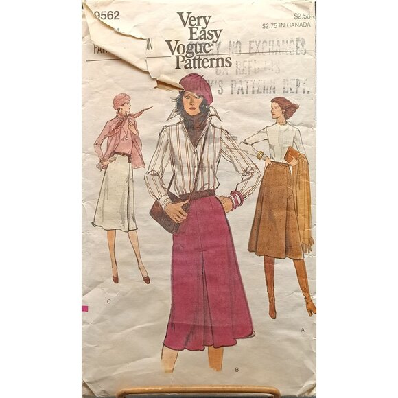 Vintage Vogue Patterns 9562 Misses Skirt Sewing Pattern Sizes 24 - Picture 1 of 2